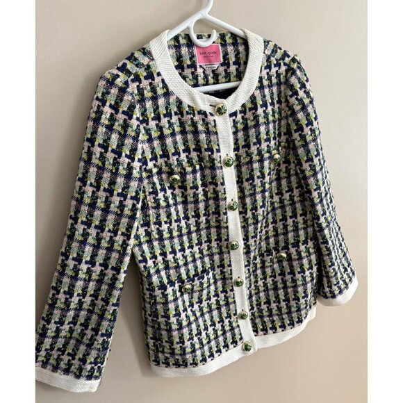 Kate Spade New York Women's Pop Tweed Topper Blazer in Juniper Size 8 - Picture 4 of 15